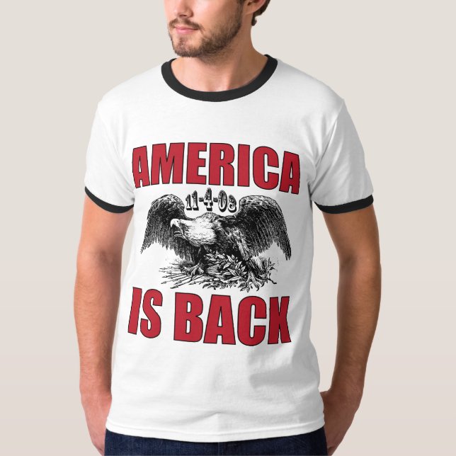 Camiseta Triunfos de Obama - América está detrás Nov-4-08 (Anverso)