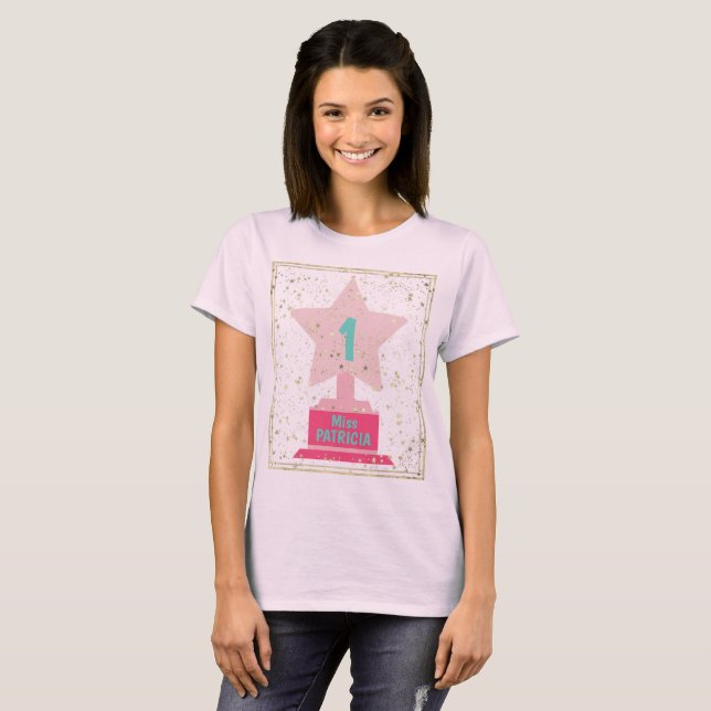 Camiseta Trofeo Verde azulado rosado que se ha vuelto moder (Anverso completo)