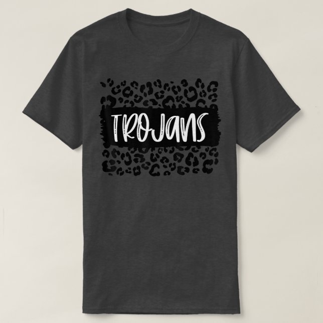 Camiseta Trojans Team Mascot School Spirit Game Night Leopa (Diseño del anverso)