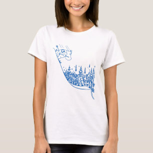 Camiseta Troll Moomintroll azul esquiando por la pendiente