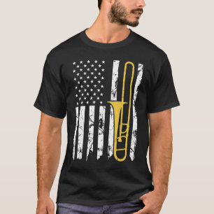 Camiseta Trombo Patriótico Bandera Americana de Instrumento