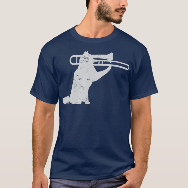 Camiseta Trombón De Gato De Jazz Para Jugadores De Brass (Anverso)