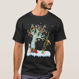 Camiseta Trombón musical del árbol de la luz navideño