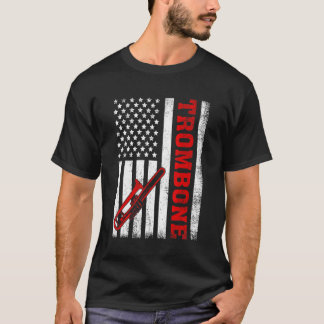 Camiseta Trombón Retro Bandera Americana Trombón 4 De Julio