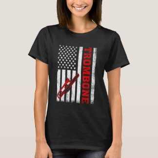 Camiseta Trombón Retro Bandera Americana Trombón 4 De Julio