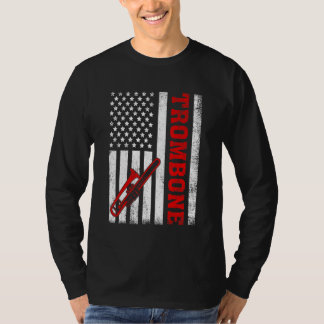 Camiseta Trombón Retro Bandera Americana Trombón 4 De Julio
