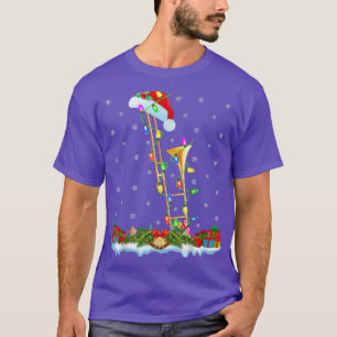 Camiseta Trombone Music Lover Matching Santa Hat Trombone C