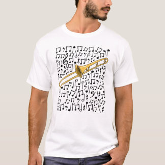 Camiseta Trombone Musical Notes Trombonista Brass Músico