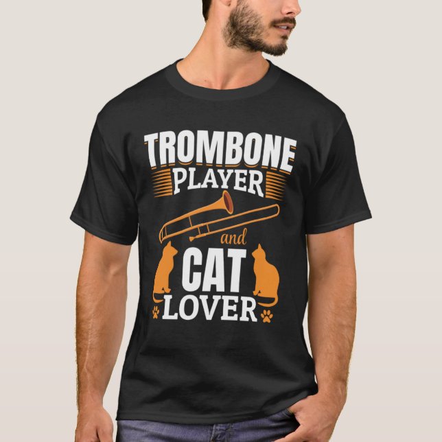 Camiseta Trombone Player And Cat  Trombones Player And Cat  (Anverso)