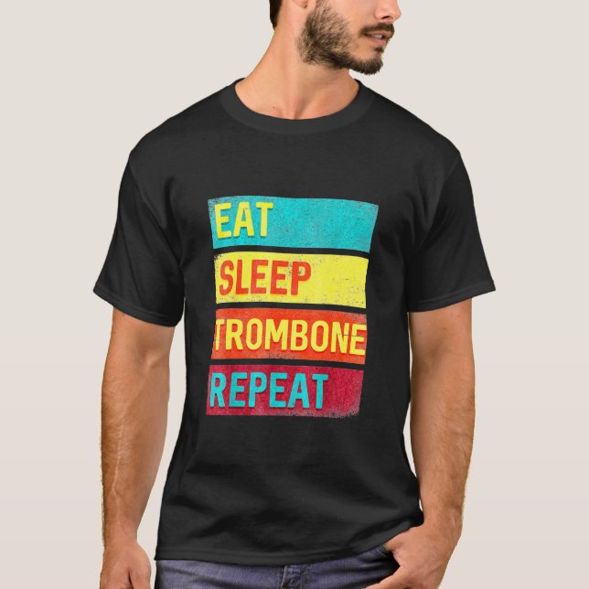 Camiseta Trombonista comiendo el sueño repetición de trombo (Anverso)