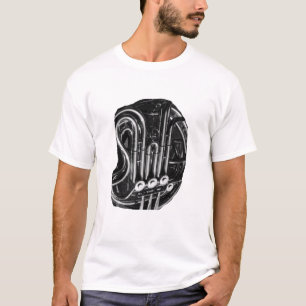 Camiseta Trompa que instala tubos diseño blanco y negro de
