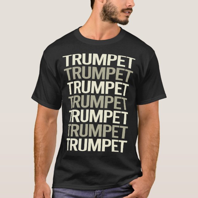 Camiseta Trompeta de Texto Blanco (Anverso)