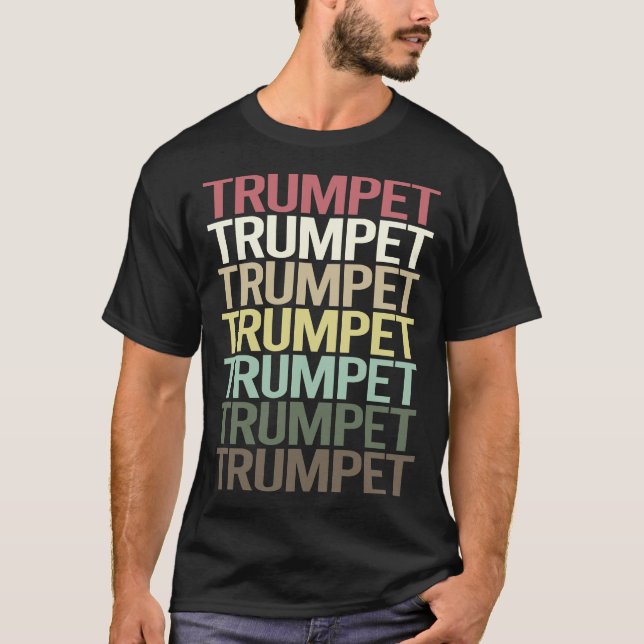 Camiseta Trompeta de texto colorida (Anverso)