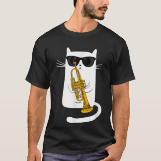Camiseta Trompeta que juega al gato de jazz - Hipster Kitty