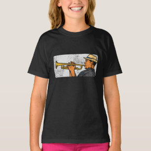 Camiseta Trompetista Música de Jazz Retro Trompeta