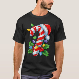 Camiseta Tropa de Bastón de Caramelo Luces de Navidad Famil