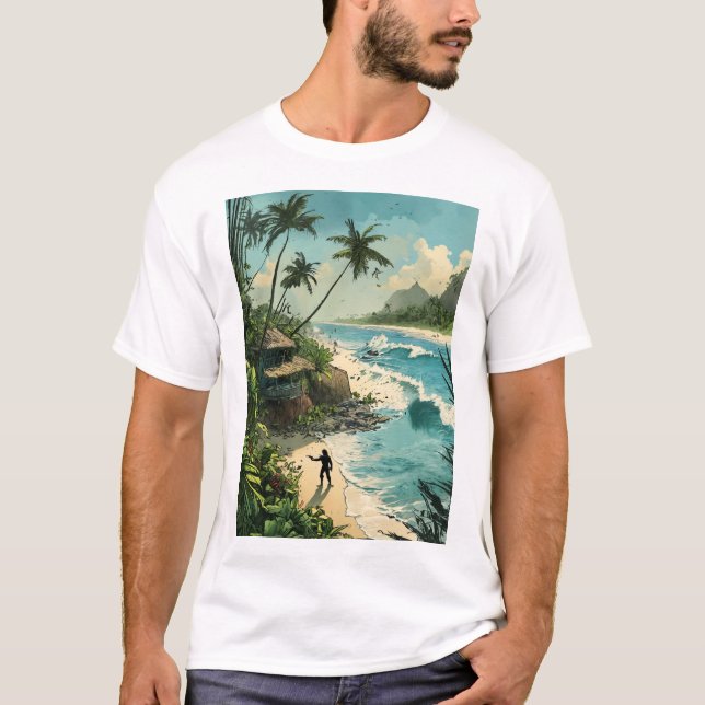 Camiseta Trópica Paradise Beach Scene (Anverso)
