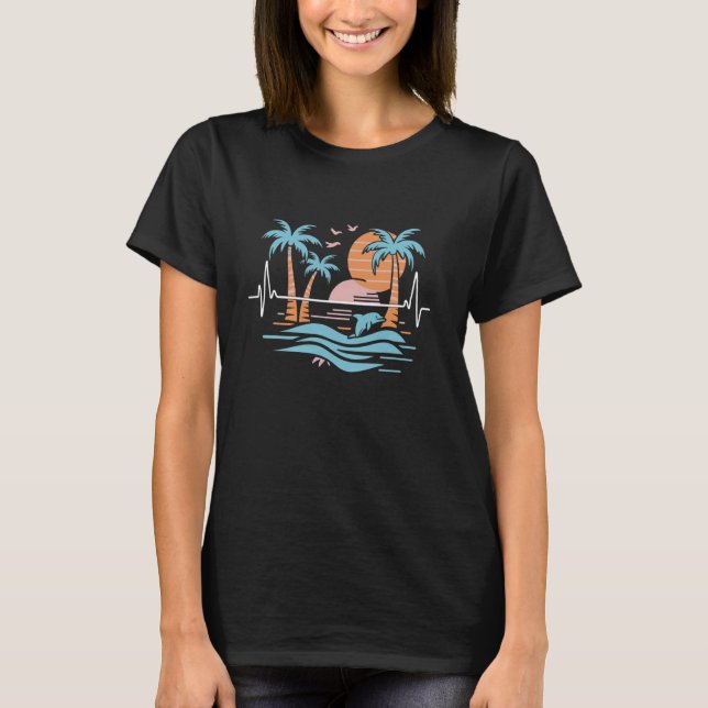 Camiseta Tropical Beach Heartbeat - Beach Island Sunset (Anverso)