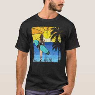 Camiseta Tropical Beach Surf Sunset Surfboard Surfer Ocean