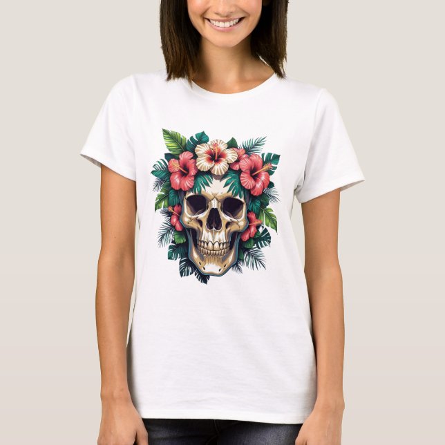 CAMISETA TROPICAL DE CALAVERA PARA MUJERES (Anverso)