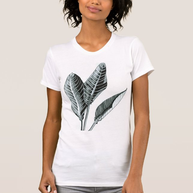 Camiseta tropical de las hojas de las mujeres (Anverso)