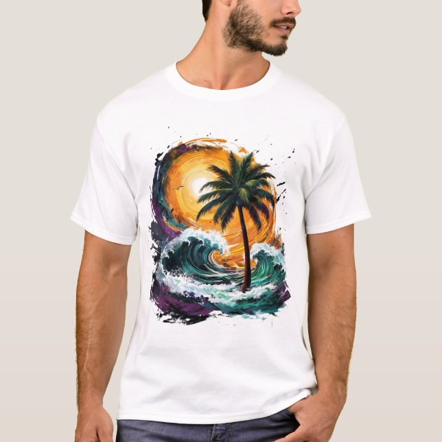 Camiseta Tropical De Ola De Amanecer (Anverso)
