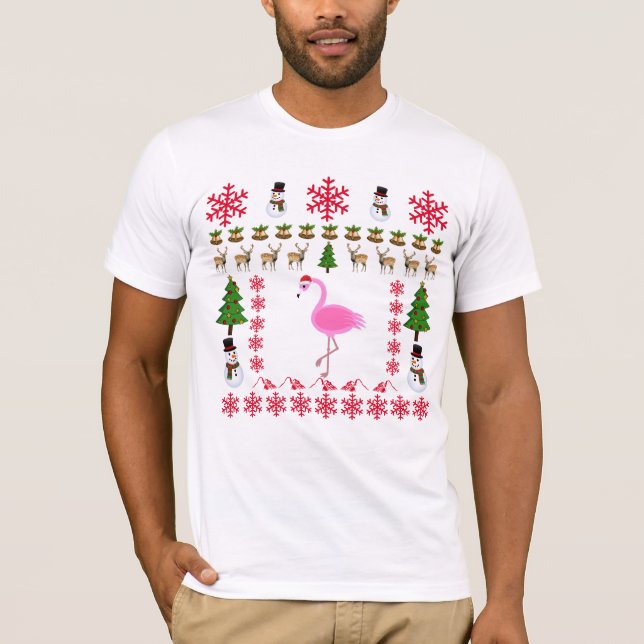 Camiseta tropical de Papá Noel del flamenco del (Anverso)