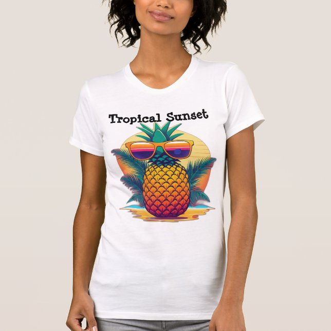 Camiseta Tropical De Piña De Sol (Anverso)