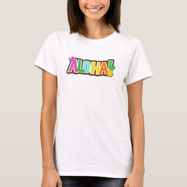 Camiseta Tropical de Surfing de la Isla Hawái de Aloha (Anverso)