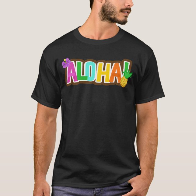 Camiseta Tropical de Surfing de la Isla Hawái de Aloha (Anverso)