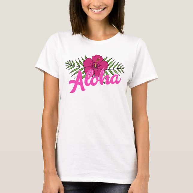 Camiseta Tropical de Surfing de la Isla Hawái de Aloha (Anverso)