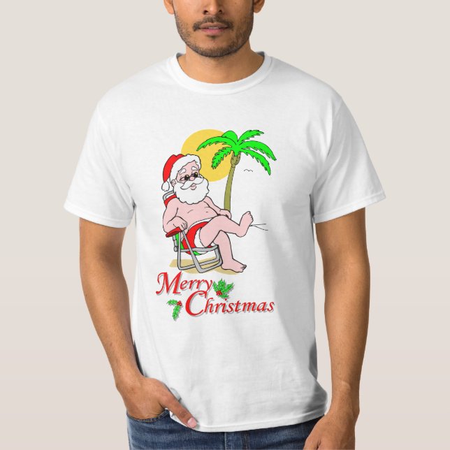 Camiseta tropical del tema del navidad de Santa (Anverso)
