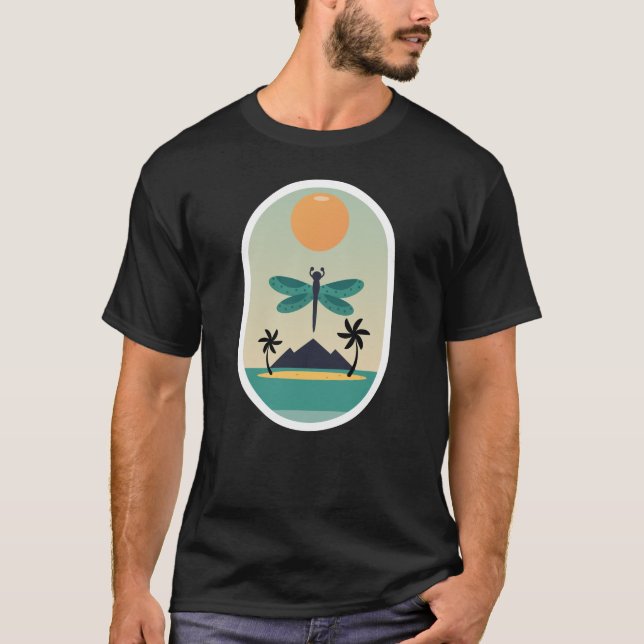Camiseta Tropical Dragonfly Sunset Retro Island Vibes (Anverso)