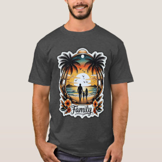 Camiseta Tropical Family Sunset Beach