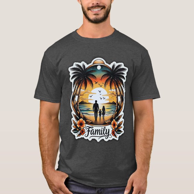 Camiseta Tropical Family Sunset Beach (Anverso)