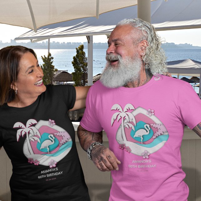 Camiseta Tropical Flamingo 60th Birthday Party (Subido por el creador)