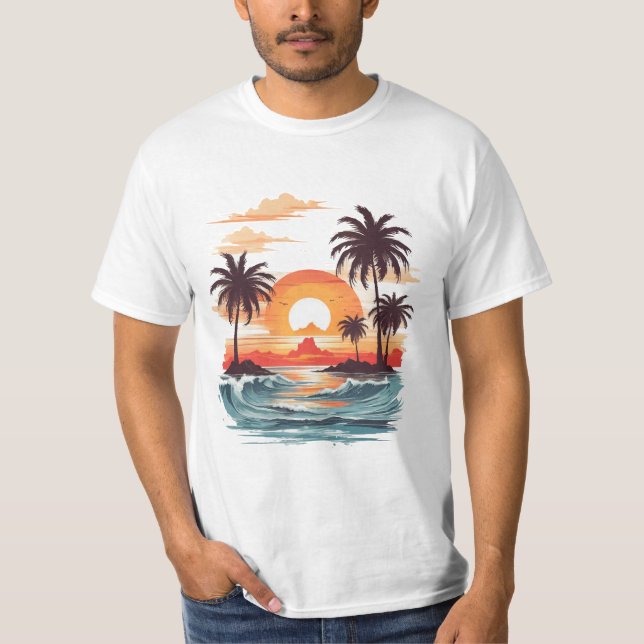 Camiseta Tropical Florida Sunset Summer Beach (Anverso)