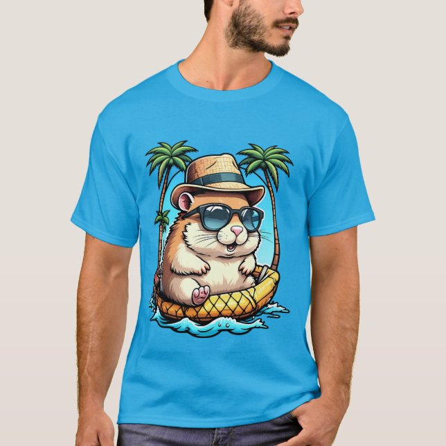 Camiseta Tropical Hamster in Pineapple Floaty Cute Summer  (Anverso)