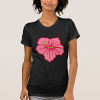 Camiseta tropical hawaiana de flores rosadas arrib