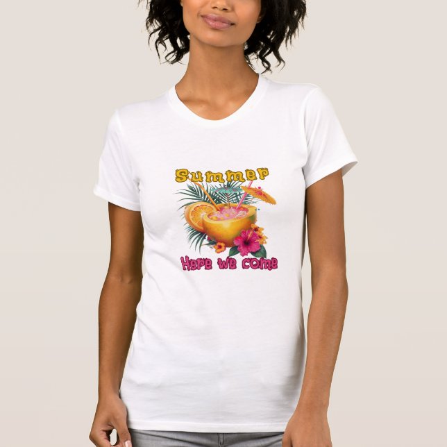 Camiseta Tropical Mango Cocktail Vibes, mujeres slim fit te (Anverso)