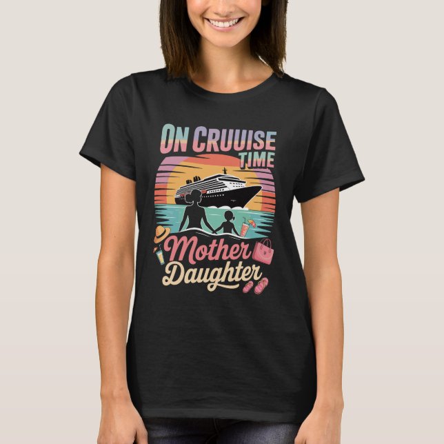 Camiseta Tropical On Cruise Time Mother Daughter with Palm  (Anverso)