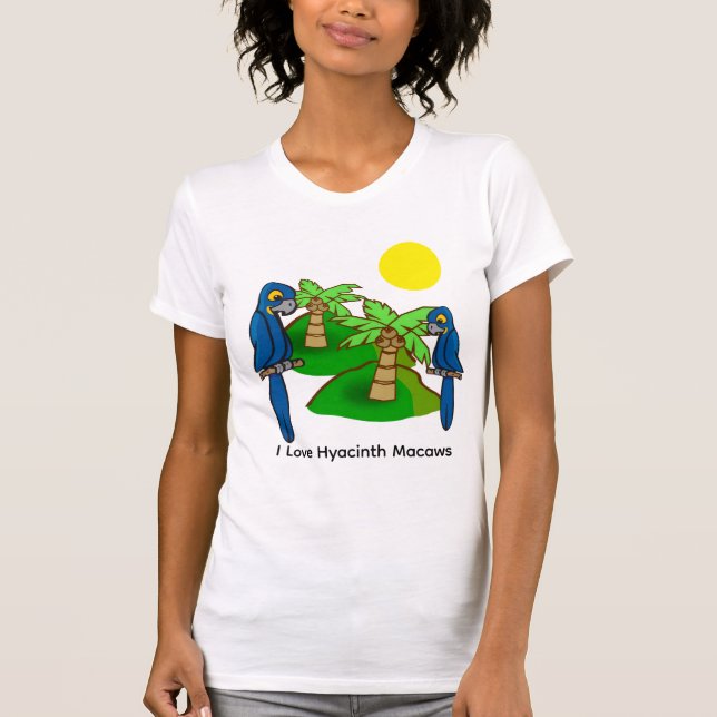 Camiseta Tropical Palm Tree Hyacinth Macaw Art Tee Shirt (Anverso)