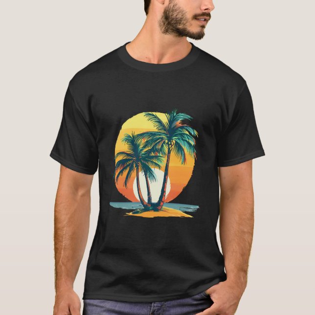 Camiseta Tropical Palm Trees with Vibrant Sunset (Anverso)