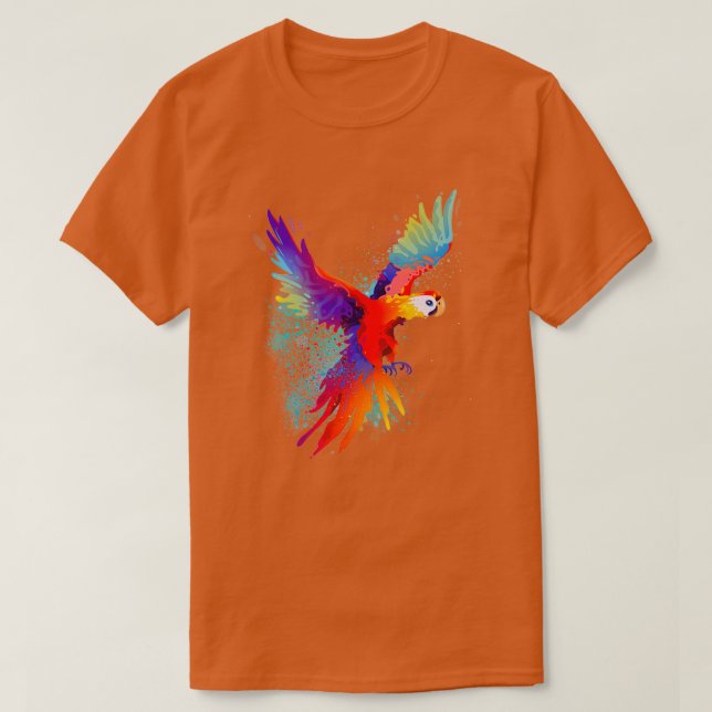 Camiseta Tropical Paradise Colourful Scarlet Macaws Parrot  (Diseño del anverso)