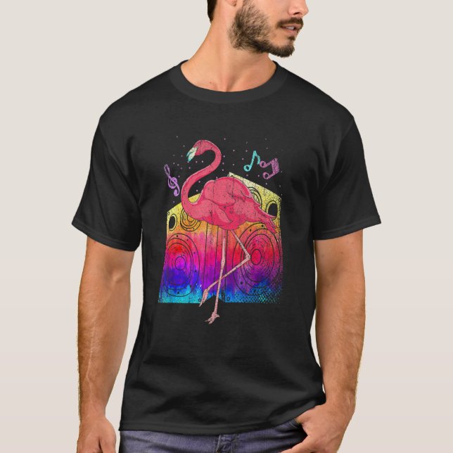 Camiseta Tropical Party Animal Cool Exotic Bird Music Pink  (Anverso)