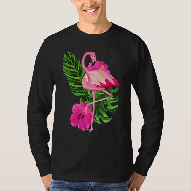 Camiseta Tropical Pink Flamingo Flamingos Pink Bird (Anverso)