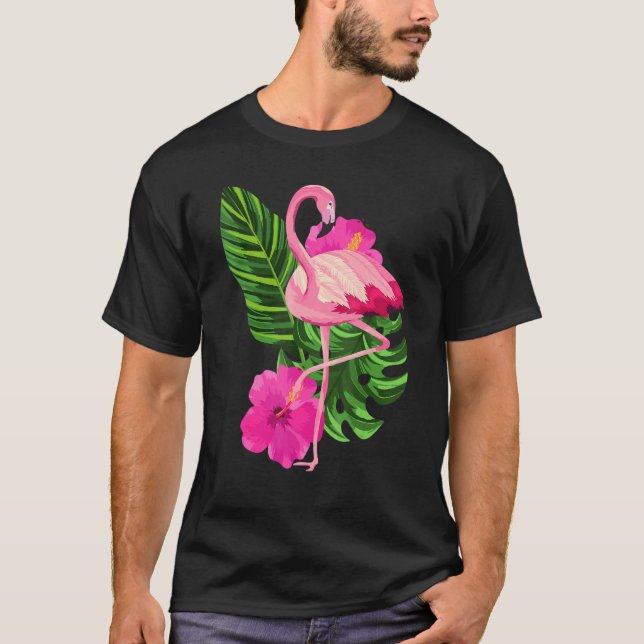 Camiseta Tropical Pink Flamingo Flamingos Pink Bird (Anverso)