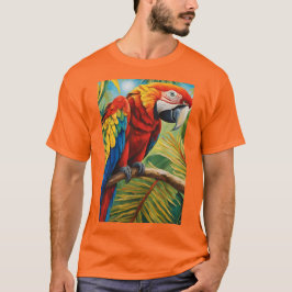 Camiseta Tropical Red Macaw, Exotic Bird in Vibrant Colors 