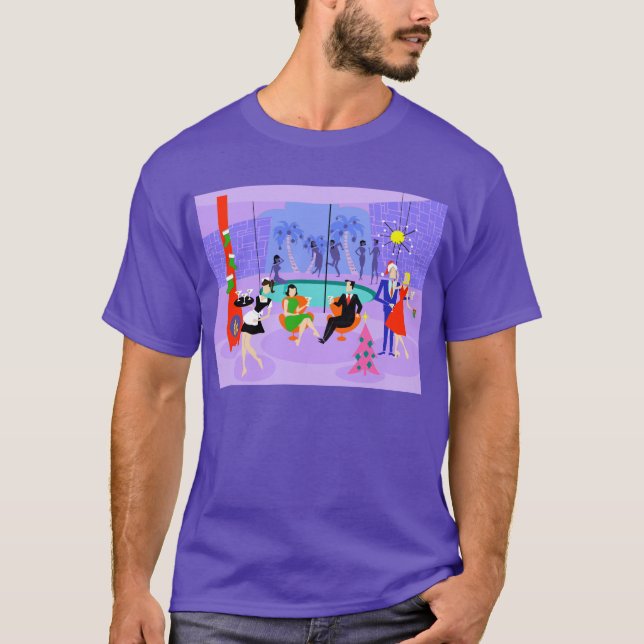 Camiseta tropical retra de la fiesta de Navidad (Anverso)
