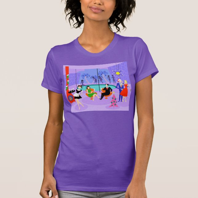 Camiseta tropical retra de la fiesta de Navidad (Anverso)